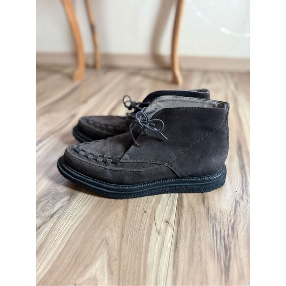 AllSaints Mens Brown Leon Suede Leather Lace Up Woven Chukka Boots Size 42 - Picture 4 of 14